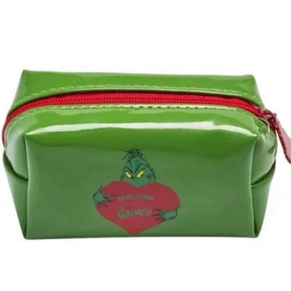 Grinch x Revolution Collaborative | Limited | Green Heart Cosmetic Pouch Red Zip - Picture 3 of 7